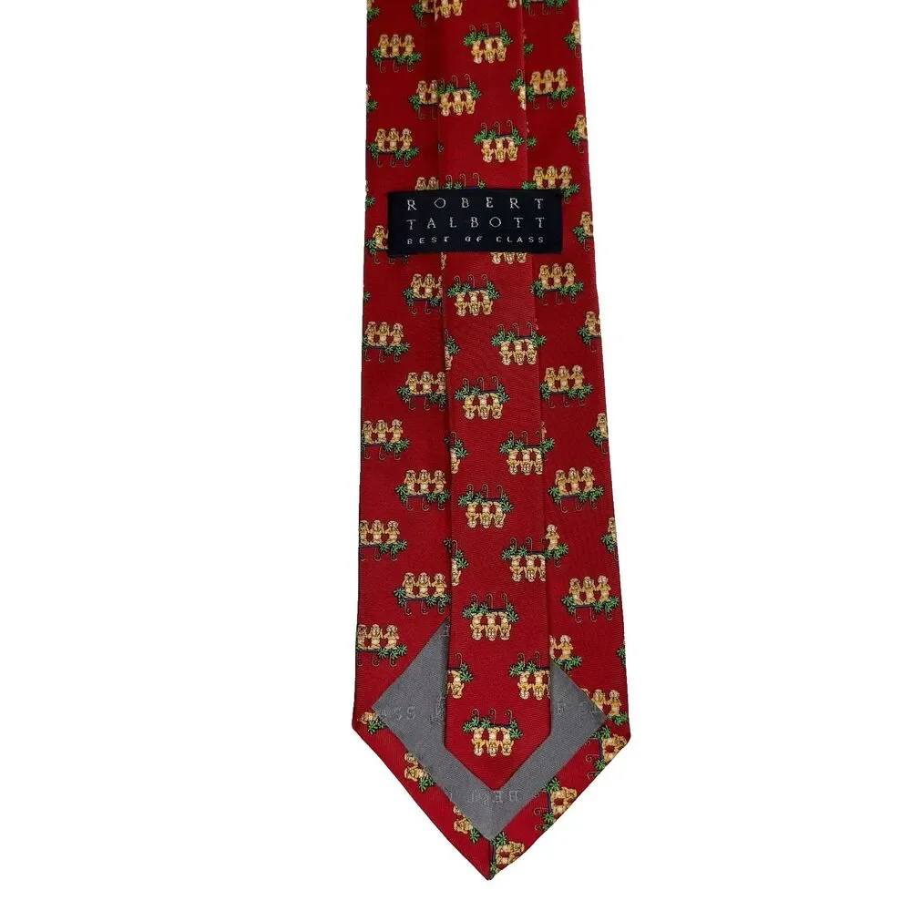 ROBERT TALBOT Best in Class Men's Silk Tie Red w/Monkeys 